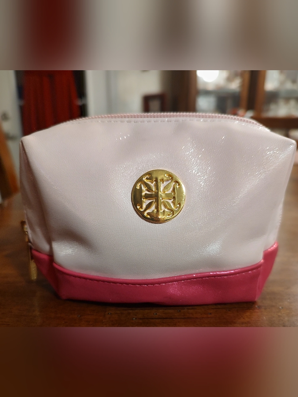 Rustic Cuff Two-Tone Pink Cosmetic Case with Gold Logo